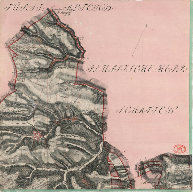 Detailiertes altes Stadtplan von Schaffen, Deutschland, mit Straßen, Gebäuden und Sehenswürdigkeiten sowie Textangaben zur Bevölkerung, Dichte und Lage.