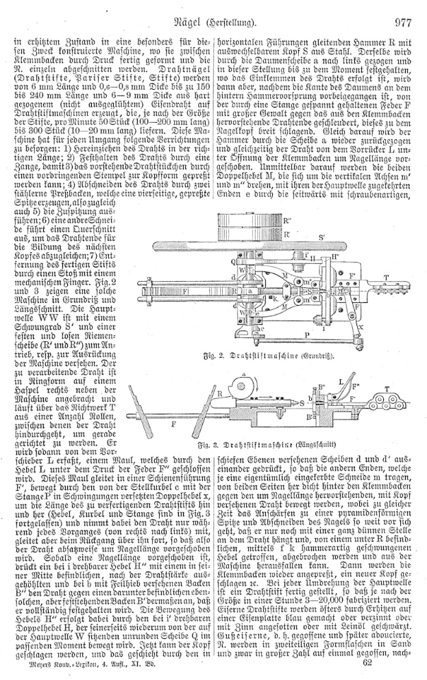 Eine Seite aus einem Buch mit einer Zeichnung einer Maschine, mit dem Text "Deutsches Patent 977,977" und mehreren Bildern der Maschine.