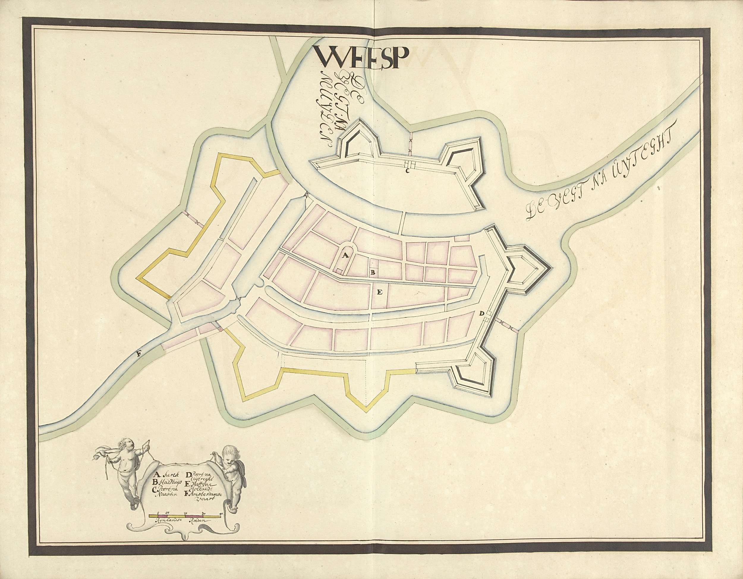 Detailierte Karte von Wiesbaden, Deutschland, mit Straßen, Gebäuden und Sehenswürdigkeiten auf altem Papier mit handgeschriebenen Notizen.
