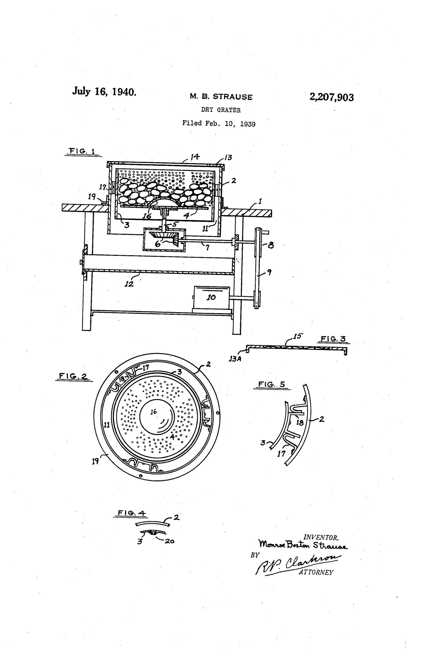 Eine Strichzeichnung eines Gasbrenners mit dem Text "US Patent 2,207,903" auf einem weißen Hintergrund.