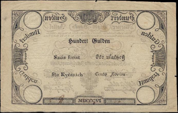Alte deutsche 100-Pfennig-Banknote mit Porträt eines Mannes auf schwarzem Hintergrund.