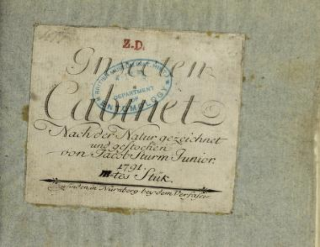 Erste Ausgabe von "Z.D." gedruckt in Nürnberg, Deutschland im Jahr 1791, mit einem Stempel und handgeschriebener Text auf altem Papier.