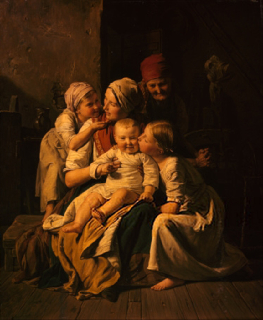 Drei Frauen und zwei Kinder posieren zusammen auf einem Foto.